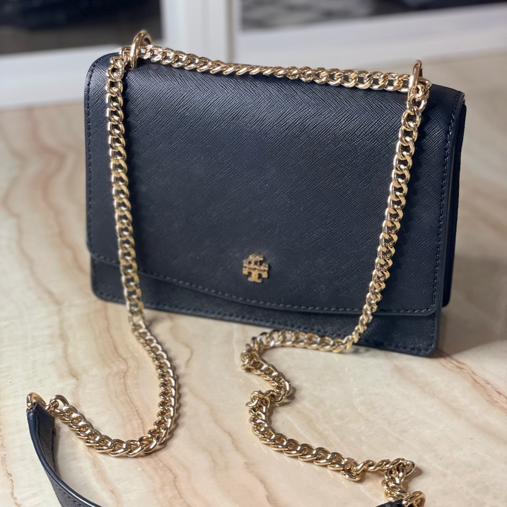 Tory Burch Black Leather Chain Shoulder Bag